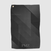 Serviette De Golf Initiales Géométriques Noir Élégant (Devant)