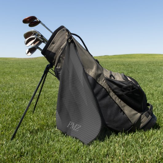 Serviette De Golf Initiales Géométriques Noir Élégant (Vert)