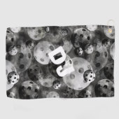 Serviette De Golf Initiales grises Motifs de basket-ball (Horizontal)
