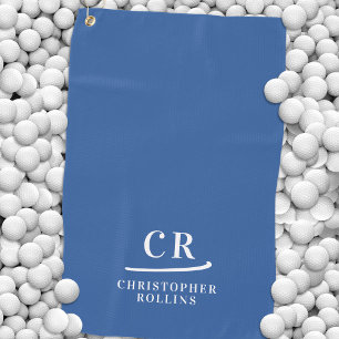Serviette De Golf Initiales Modernes Élégantes Monogrammées Nom Bleu