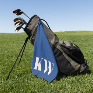 Serviette De Golf Initiales Monogramme Bleu Cobalt Moderne Personnal
