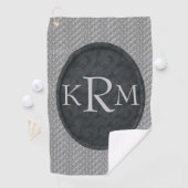 Serviette De Golf Initiales Monogramme Élégant Fleur Noir (En situation)