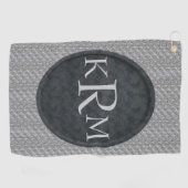 Serviette De Golf Initiales Monogramme Élégant Fleur Noir (Horizontal)
