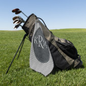 Serviette De Golf Initiales Monogramme Élégant Fleur Noir (Vert)