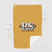 Serviette De Golf Initiales Monogramme en Orbite Noire Toute Couleur (En situation)