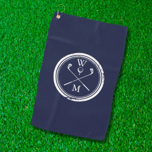 Serviette De Golf Initiales Monogramme Personnalisées Bleu Marine