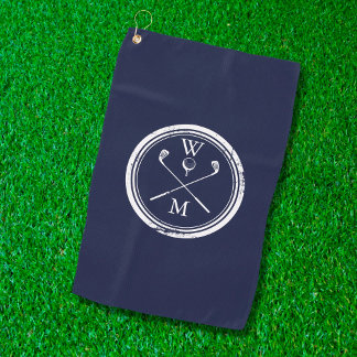 Serviette De Golf Initiales Monogramme Personnalisées Bleu Marine