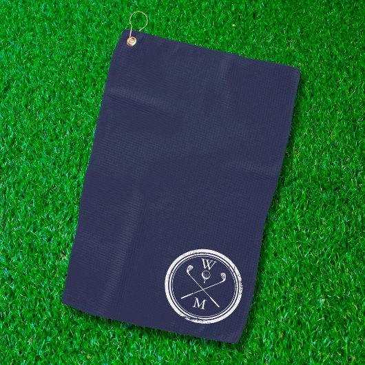Serviette De Golf Initiales Monogramme Personnalisées Bleu Marine
