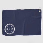 Serviette De Golf Initiales Monogramme Personnalisées Bleu Marine (Horizontal)