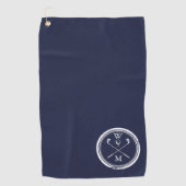 Serviette De Golf Initiales Monogramme Personnalisées Bleu Marine (Devant)