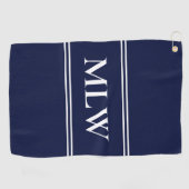 Serviette De Golf Initiales Monogramme Traditionnelles Bleu Minuit B (Horizontal)