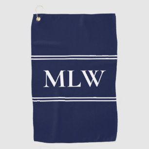 Serviette De Golf Initiales Monogramme Traditionnelles Bleu Minuit B