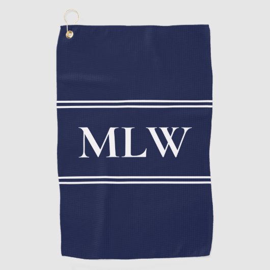 Serviette De Golf Initiales Monogramme Traditionnelles Bleu Minuit B (Devant)