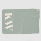Serviette De Golf Initiales Monogramme Vert Sauge Moderne Personnali (Horizontal)