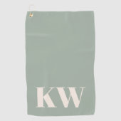 Serviette De Golf Initiales Monogramme Vert Sauge Moderne Personnali (Devant)