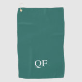 Serviette De Golf Initiales monogrammes blancs et verts modernes (Devant)