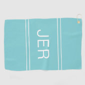 Serviette De Golf Initiales Monogrammes Golfer Modernes Design Turqu (Horizontal)