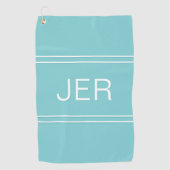 Serviette De Golf Initiales Monogrammes Golfer Modernes Design Turqu (Devant)