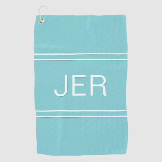 Serviette De Golf Initiales Monogrammes Golfer Modernes Design Turqu (Devant)