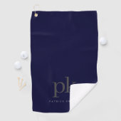Serviette De Golf Initiales monogrammes minimalistes bleu foncé (En situation)
