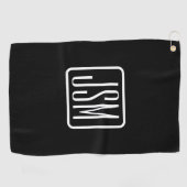 Serviette De Golf Initiales monogrammes modernes | Noir & Blanc (Horizontal)