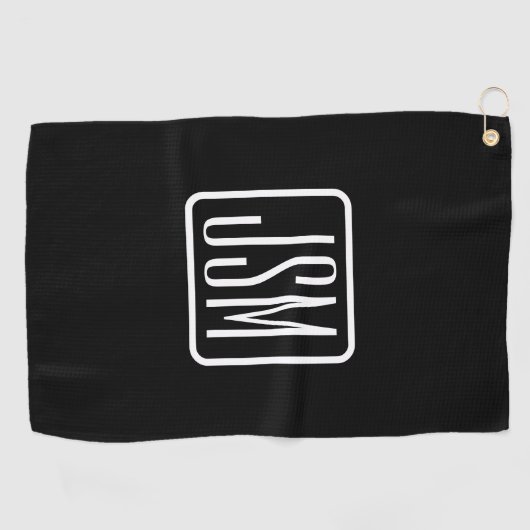 Serviette De Golf Initiales monogrammes modernes | Noir & Blanc (Horizontal)