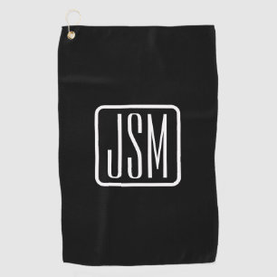 Serviette De Golf Initiales monogrammes modernes   Noir & Blanc