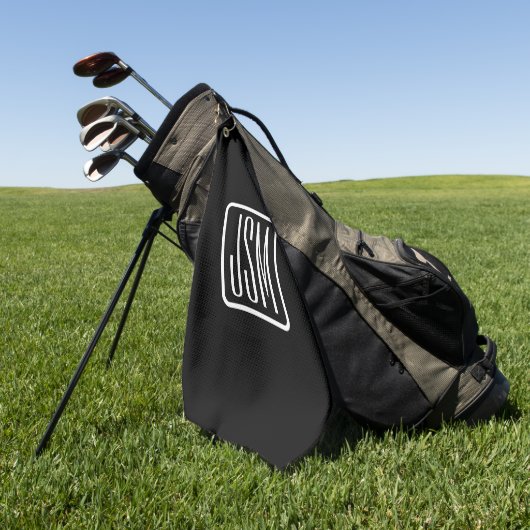 Serviette De Golf Initiales monogrammes modernes | Noir & Blanc (Vert)