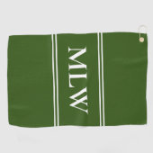 Serviette De Golf Initiales monogrammes traditionnelles vert foncé e (Horizontal)