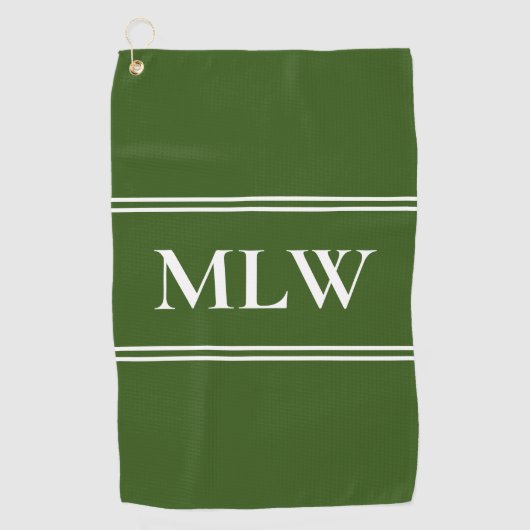 Serviette De Golf Initiales monogrammes traditionnelles vert foncé e (Devant)