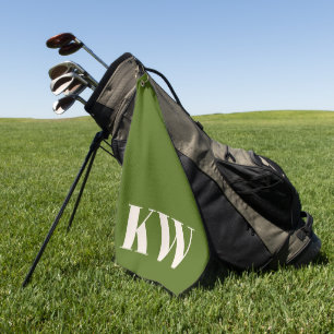 Serviette De Golf Initiales Monogrammes Vert Dill Moderne Personnali