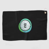 Serviette De Golf Initiales Noires Green Ball de golf (Horizontal)