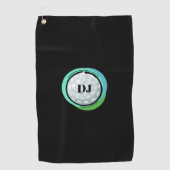 Serviette De Golf Initiales Noires Green Ball de golf (Devant)