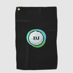 Serviette De Golf Initiales Noires Green Ball de golf