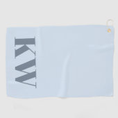 Serviette De Golf Initiales personnalisées en bleu doux moderne (Horizontal)
