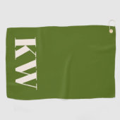 Serviette De Golf Initiales personnalisées en vert aneth moderne (Horizontal)