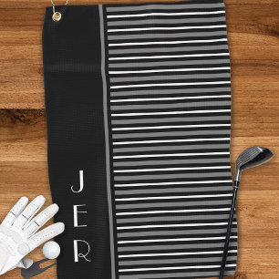 Serviette De Golf Initiales personnalisées Golf   Gris Noir Gris Gri