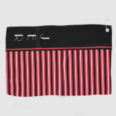 Serviette De Golf Initiales personnalisées Golfer | Black Red Modern (Horizontal)