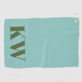 Serviette De Golf Initiales personnalisées Monogramme Bleu Vert Mode (Horizontal)