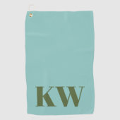 Serviette De Golf Initiales personnalisées Monogramme Bleu Vert Mode (Devant)
