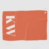 Serviette De Golf Initiales personnalisées Monogramme Orange Moderne (Horizontal)