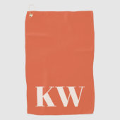 Serviette De Golf Initiales personnalisées Monogramme Orange Moderne (Devant)