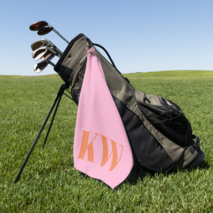 Serviette De Golf Initiales personnalisées rose orange moderne