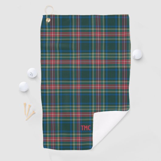 Serviette De Golf Initiales Plaid Tartan Classique Preppy Chic intem (En situation)