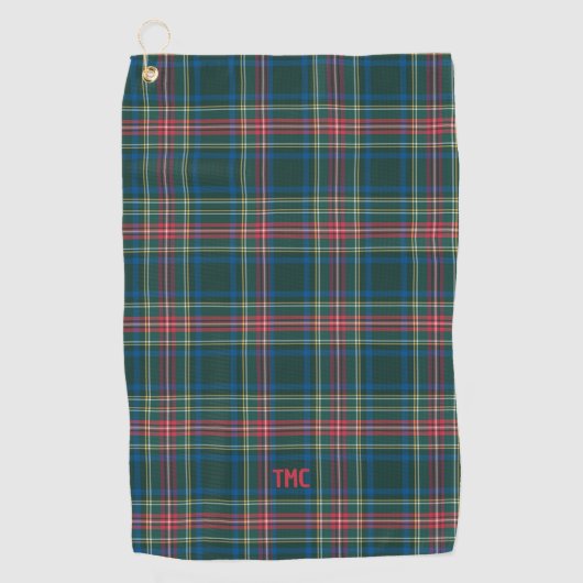 Serviette De Golf Initiales Plaid Tartan Classique Preppy Chic intem (Devant)