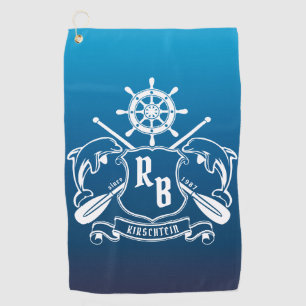 Serviette De Golf Insigne marin Les dauphins Helm Oars Bouclier naut