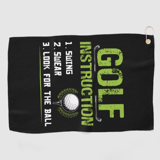 Serviette De Golf Instructions de golf amusantes (Horizontal)