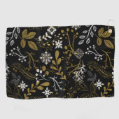 Serviette De Golf Intricate floral pattern with gold and white  (Horizontal)