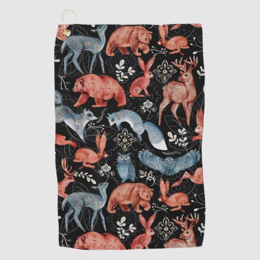 Serviette De Golf  Intricate woodland animals pattern (Devant)