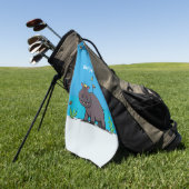 Serviette De Golf Ippopotame drôle mignon avec dessin animé d'oiseau (Vert)